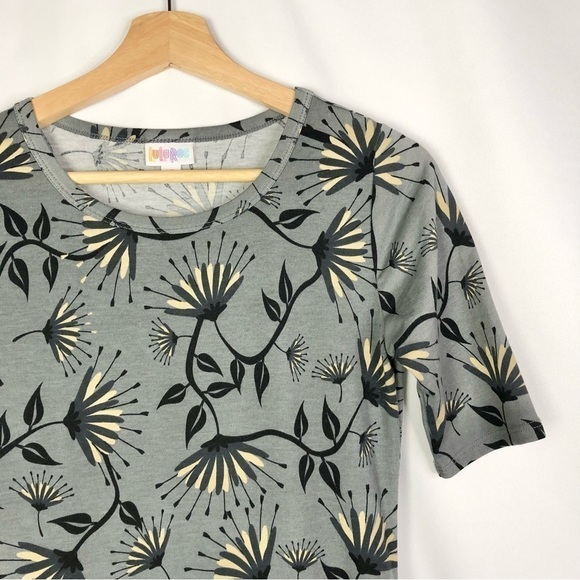 Lularoe Julia Gray Floral Short Sleeve Bodycon Midi Dress XS - Picture 3 of 4